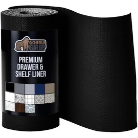 Gorilla Grip DripGuard Drawer and Shelf Liner for Cabinet, Slip Resistant Non Adhesive Protection for Kitchen, BPA Free Smooth Surface Plastic Liners for Cabinets, Bathroom Drawers, 12x20, Black