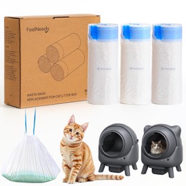 Replaced Trash Bags-3 Rolls, 60 Packs FEELNEEDY Cat Litter Box Waste Bag for S20-A Automatic Self-Cleaning Cat Litter Box
