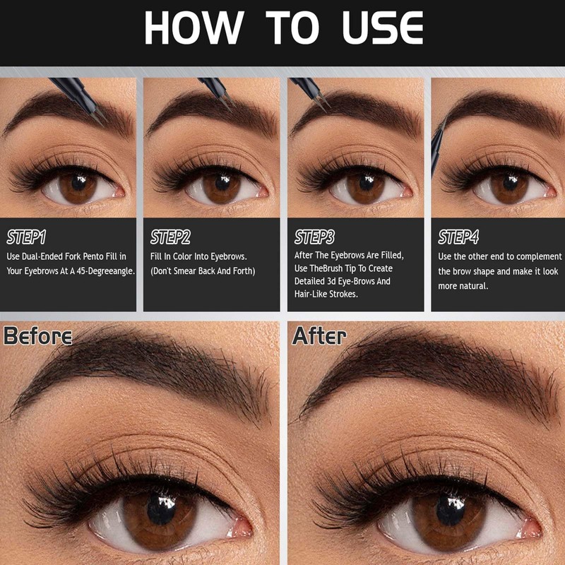Eyebrow Pen 2-in-1 - Magic Eyebrow Pencil Dual-Ended - Microblading
