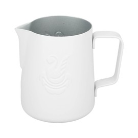 Milk Frothing Pitcher Stainless Steel 380ml Pointed Spout Milk Froth Cup Coffee Utensils White