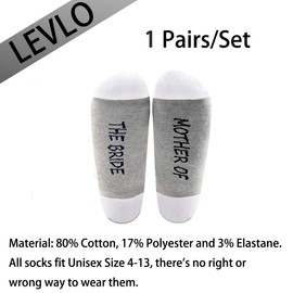 LEVLO Wedding Gift Mother of the Bride Socks Mother of the Groom Gift Bridal Party Socks Mother In Law Gift (1 pair-mid calf-mother of bride)