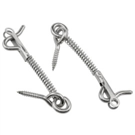 Dookoe Safety Hook Lock and Eye Latch Stainless Steel Eye Latch Door Spring Hook and Eye Safety Latch 3 "for Home, Farm, or Camping Trailers -4pcs