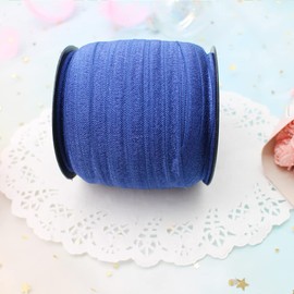Bandas elásticas plegables azul marino de 15 mm para coser 40 yardas de ancho, cinta elástica para manualidades, correas elásticas para niñas, lazos para el cabello, lazos para proyectos de bricolaje,