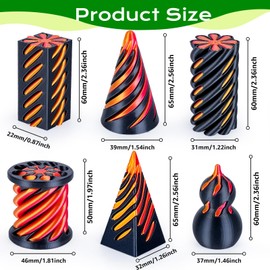 3Dgenius 6 Pack Spiral Cone Fidget Toys 3D Printed Spiral Fidget Toys Impossible Cone 3D Printed Fidgets Impossible Pyramid Passthrough 3D Printed Toys for Adults & Kids for Anxiety Relaxing, Pack5