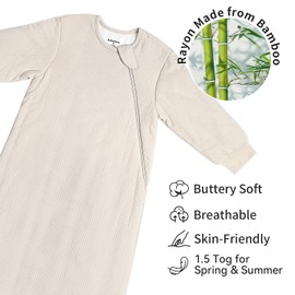 BubblePanda Rayon Made from Bamboo Sleep Sack 0-6 Months Long Sleeve Newborn Sleep Sack 0-3 Months 1.5 Tog Winter Baby Wearable Blanket With 2-Way Zipper Unisex Sleeping Bag for Babies