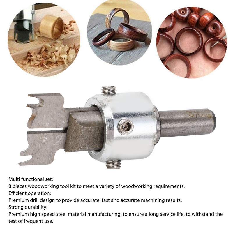 8Pcs Woodworking Bracelet Drill Cutter HSS Multifunctional Wooden Ring Drill