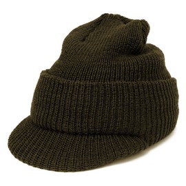 Made in USA, Government Issue 100% Wool Beanie Cap - Olive