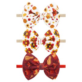 Lanmerry Thanksgiving Turkey Baby Bow Pumpkin Baby Girl Headbands Maple Leaf Hair Accessories Infant Newborn Toddler 0-24 Month Festive Headbands Gift
