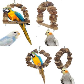 2 Type Natural Wood Pinecone Bird Swing Parrot Swing Bird Chew Toys Parrot Chew Toys Bird Toys Parrot Toys Bird Cage Accessoriess for Macaws AfricanGrey Cockatoos Parakeet Sun Conure