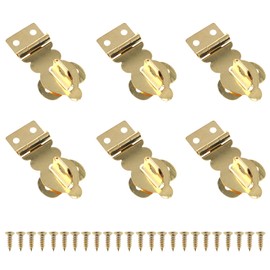 HJGarden 6pcs Brass Solid Padlock Hasp Mini Buckles W/Screws Wooden Wine Gifts Box Handbag Buckle Latch Clasp Furniture Hardware
