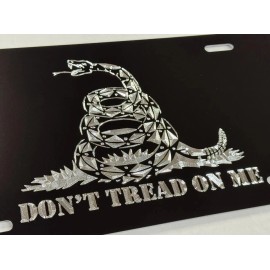BLVD Engraved Gadsden Flag DON'T TREAD ON ME Car Tag Diamond Etched License Plate