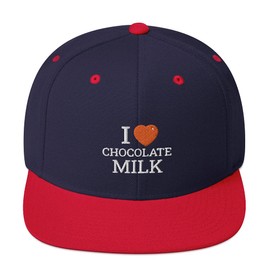 I Love Chocolate Milk Choccy Milk Lover 3D Puff Flatbrim Flat Brim Snapback Hat