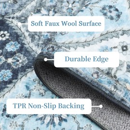 Zacoo Moroccan Trellis Runner Rug 2x6 Non Slip Vintage Kitchen Rugs Non Slip Washable Runner Rugs Bathroom Carpet Laundry Room Soft Area Rug for Bedroom Throw Rugs for Hallway Entryway Rugs Blue 2'x6'