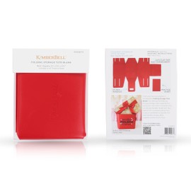 Kimberbell Folding Storage Tote Blank – Faux Leather Embroidery-Friendly Organizer, DIY Machine Embroidery Tote with Sturdy Handles, Craft Supplies, Desk Storage for Crafts - Red