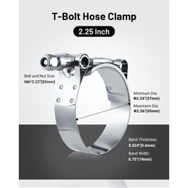 EVIL ENERGY 2.25 Inch T-Bolt Hose Clamps, Stainless Steel 304 Turbo Intake Clamps, 57-65mm Adjustable Range for 2-1/4" Hose ID, Intercooler Radiator Pipe Clamps for Silicone Coolant Hoses, 4PCS