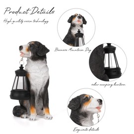 Bourne Dog Garden Statues with Solar Lantern, Outdoor Figurine Resin Sculpture Hanging Solar Power Lights for Decoration Yard Patio Balcony Lawn Ornament Art Decor, Unique Gift for Grandma Wowen Mom
