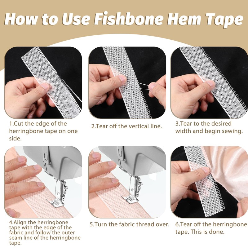 4.4 Yards Fishbone Sewing Tape for Hemming, 1.38 Inch Wide