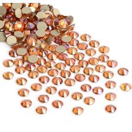 Jollin Glue Fix Crystal Flatback Rhinestones Glass Diamantes Gems for Nail Art Crafts Decorations Clothes Shoes(ss34 288pcs, Amber)