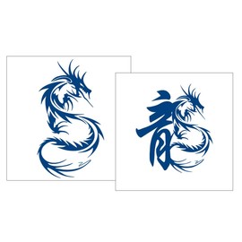 2 Blätter Temporary Drache Tattoo Semi-Permanente Chinesische Schrift "Drache" Tattoo Langanhaltende Tattoo GZX023 096