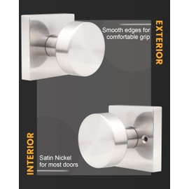 Gobrico Brushed Nickel Passage Door Knobs with Square Rosette(10 Pack), Heavy Duty Closet Door Handles Without Lock, Door Knob Sets for Hallway