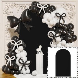 HAINARverS Wedding Arch Cover 7.2FT Spandex Fitted Stretchy Arch Stand Covers,2 Sided Round Top Chiara Backdrop Cover for Birthday Party Ceremony Banquet Baby Shower Arch Decoration(Black)