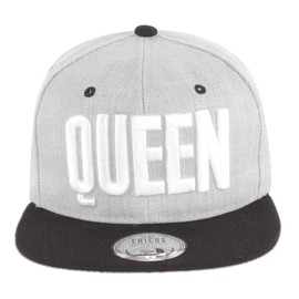 JOHNNY CHICOS Snapback King & Queen Various Models Grey Black Women's Men's Top, Size: One Size, Colour: Queen Grey White, Queen Grey White