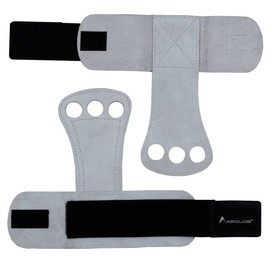 Leather Gymnastics Hand Grips-Great for Gymnastics,Pull up,Weight Lifting,Kettlebells and Cross Training (White(2 Layers Leather), Large)