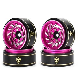TREAL 1.0 Beadlock Wheels (4P-Pack) Whirlwind Style for 1/24 SCX24 AX24 1/18 TRX4M RC Crawlers -Type L(Pink)