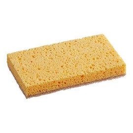 Cellulose Sponge with Natural Sisal Scouring Pad, 6 x 3.5 x 0.75 Inches, Yellow, 6 Pack