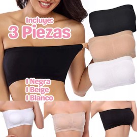 Veraly 3pzs Brasier Push Up Strapless Sin Tirantes Y Invisible Bra