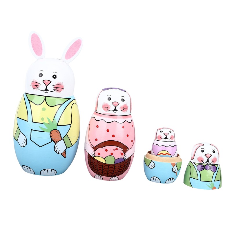 Wooden Russian Nesting Dolls Rabbit Shape Wood Nesting Dolls for