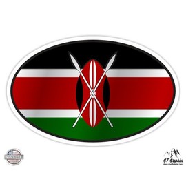 GT Graphics Kenya Flag Oval - 12" Vinyl Sticker Waterproof Decal