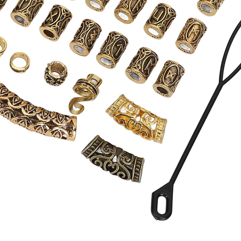 Viking Hair Beads, 110pcs Adjustable Stretchable Alloy No Fading Viking