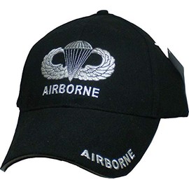 Airborne Jump Wings Embroidered Adjustable Baseball Cap Black