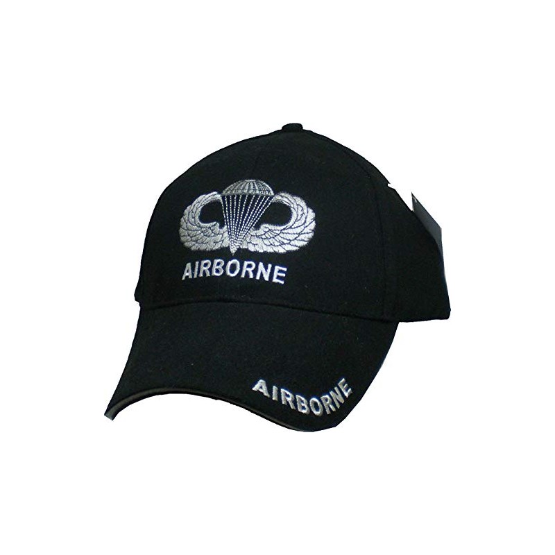 Airborne Jump Wings Embroidered Adjustable Baseball Cap Black