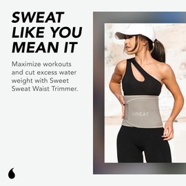Sports Research Sweet Sweat Waist Trimmer Premium Sweat Enhancing Fitness Belt for Women & Men - 5 Adjustable Sizes - Matte Black (Small)