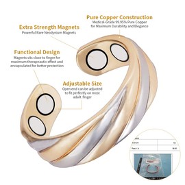 YINOX 2.3 Inch Magnetic Therapy Copper Ring for Men and Women, 4 Strong Magnets Effectively Relieve Arthritis and Migraines, Freely Adjustable Magnetic Jewellery, copper