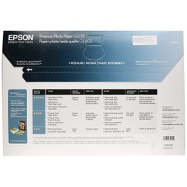 Epson Premium Photo Paper GLOSSY (13x19 Inches, 20 Sheets) (S041289),White