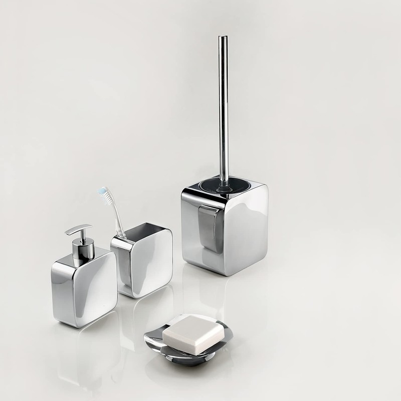 Gedy PL981300300 Brush Holder, Chrome, 4.5 x 10 x 10