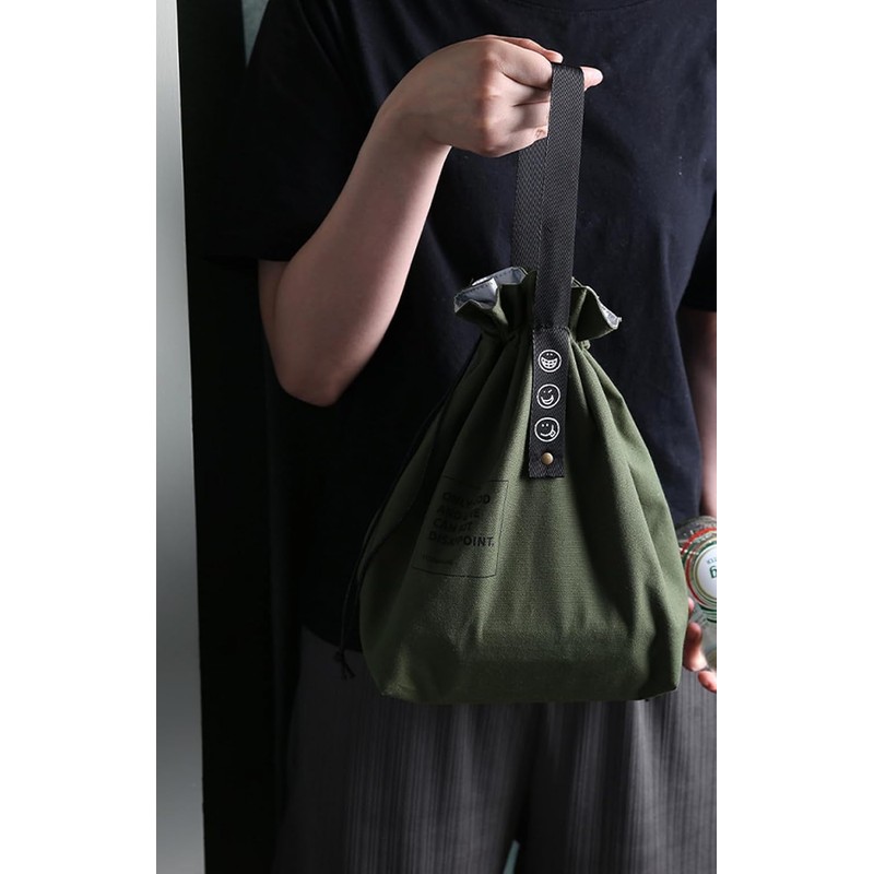 Insulated Hot/Cold Drawstring Canvas Lunch Bag, Thermal, 100% Cotton, Insulating