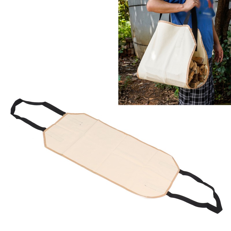 Large Canvas Firewood Carrier Log Bag Indoor Fireplace Log Carrier