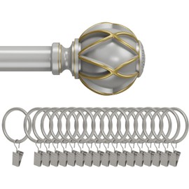 Curtain Rods 48-84 Inch with Rings, 93-inch Rod Adjustable Length Heavy Duty Diameter 7/8 inch, Decorative Finials, Silver