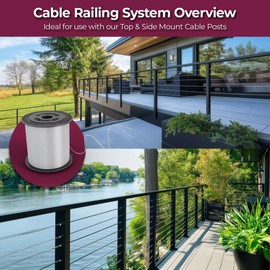 CHR 500 ft 1/8" T316 Stainless Steel Cable Railing 7x7 Strands Indoor Outdoor Wire Rope for Deck Railing, Aircraft Cable, Cable Railing Kit, Stainless Steel Cable, Steel Wire for Cable Railing System