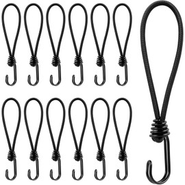 Serenelight Pack of 12 Elastic Bands with Hooks, Expander with Hooks, Rubber Tensioners with Hooks, Multifunctional Heavy Duty Tarpaulin Tensioners, for Stationary Transport Trailers, Banners,