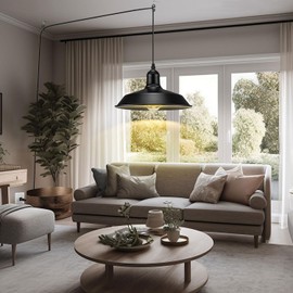 Uxtrodecor Plug in Pendant Light, Black Hanging Lights with Plug in Cord, On/Off Switch, Industrial Pendant Light with Plug in Cord, Metal Hanging Lamps for Kitchen, Dining Room