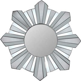 Northlight 25" Silver Sunburst Wave Glass Matte Round Wall Mirror