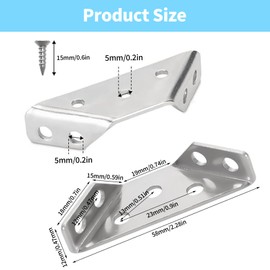 12PCS Universal Stainless Steel Furniture Corner Connector，CSLGDMAI Trapeziform Corner Bracket with 84PCS Screws，Corner Connectors for Wood, Used for Cabinets, Tables and Chairs