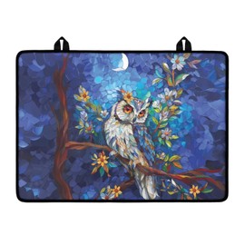 Bivxisrvo Blue Owl Stove Top Covers, Holiday Stove Top Cover for Electric Anti-Slip Glass Cooktop Protector Prevents Scratching Heat Resistant Silicone Stove Mat Gothic Scene Kitchen Decor