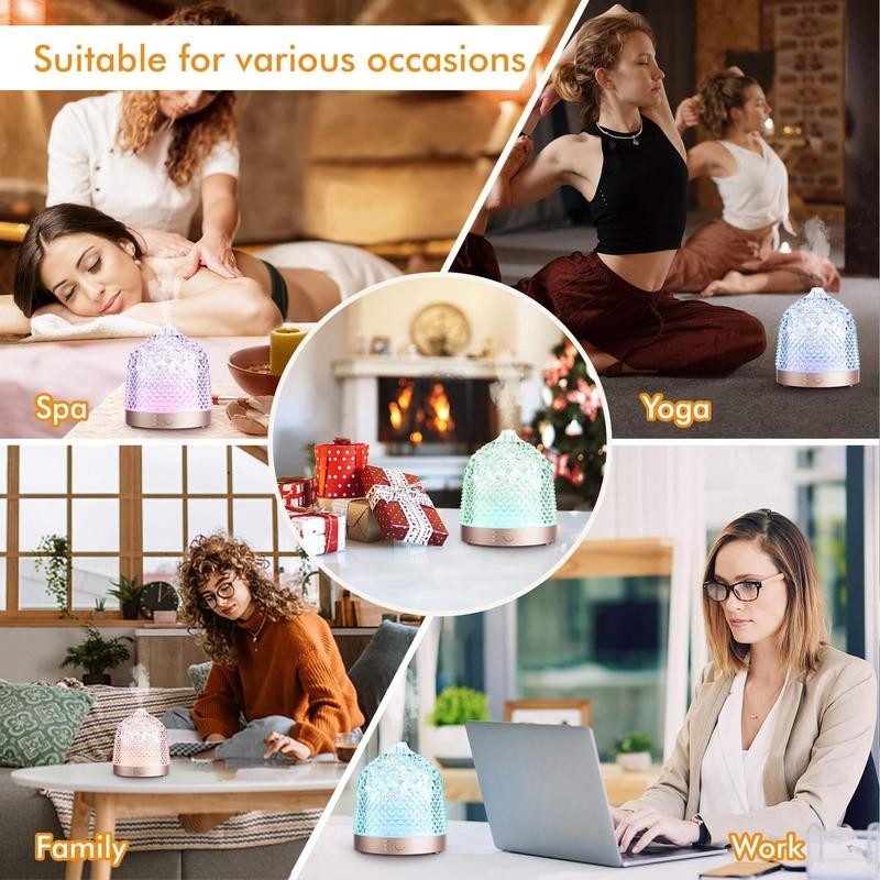 200ml Glass Reservoir Essential Oil Diffuser with Glass Dome Ultrasonic