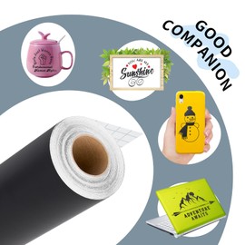 IModeur Matte Black Permanent Vinyl for Party Decorations and Holiday Making, 12" x 30Ft Adhesive Vinyl Roll for Most Cutting Machines